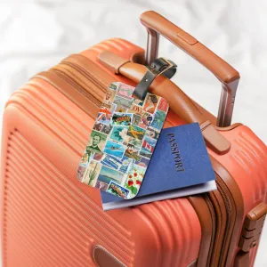 Vintage Stamps Collage Art Travel Luggage Tag