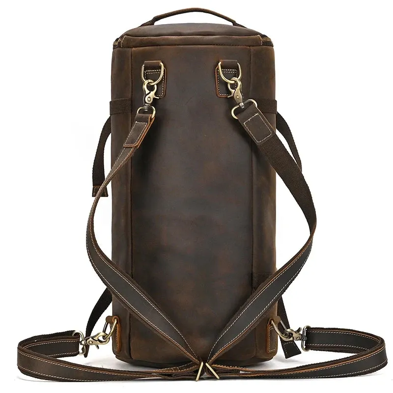 Vintage-Style Leather Duffle Bag