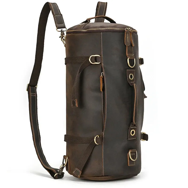 Vintage-Style Leather Duffle Bag