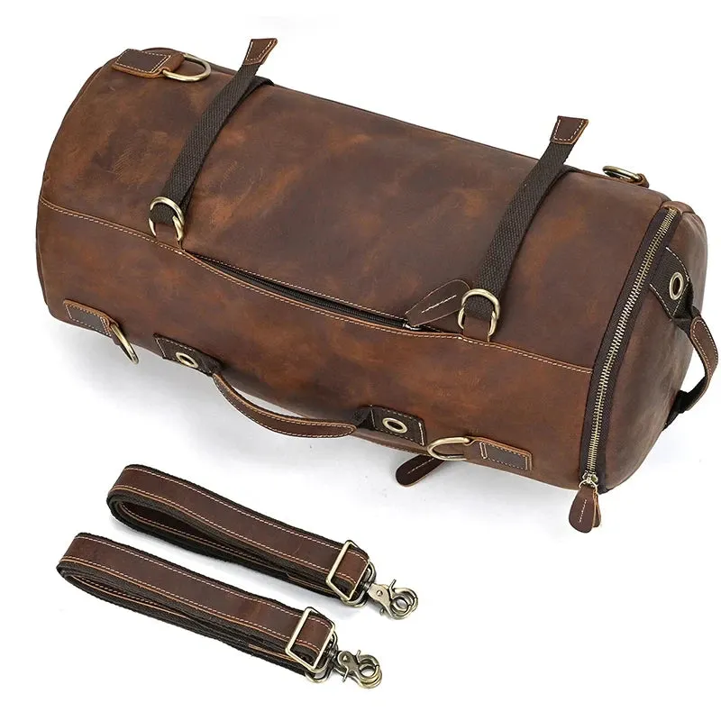 Vintage-Style Leather Duffle Bag