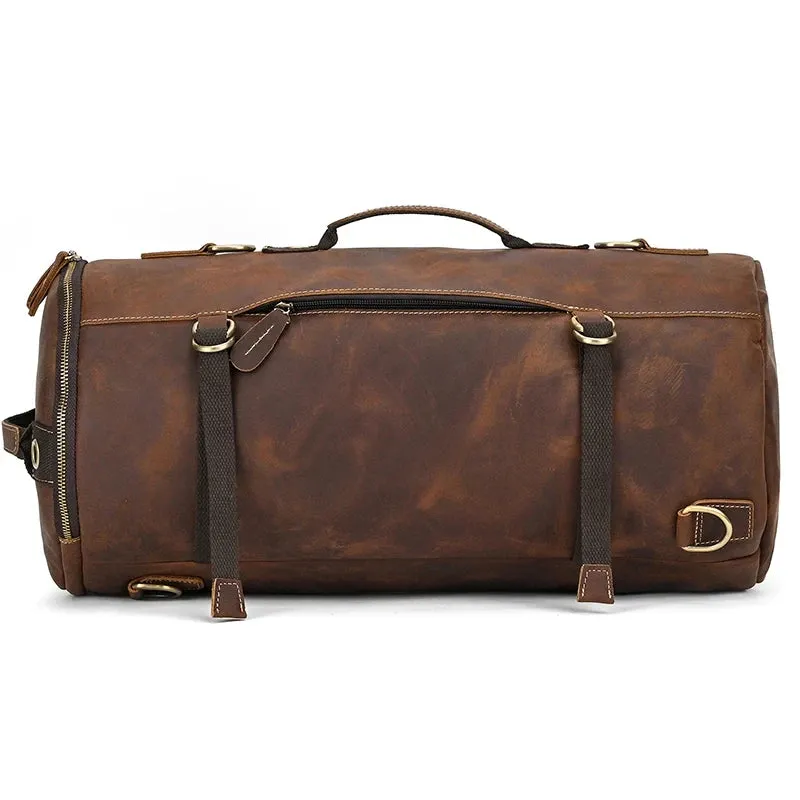 Vintage-Style Leather Duffle Bag