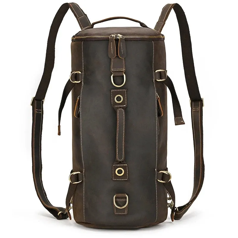 Vintage-Style Leather Duffle Bag
