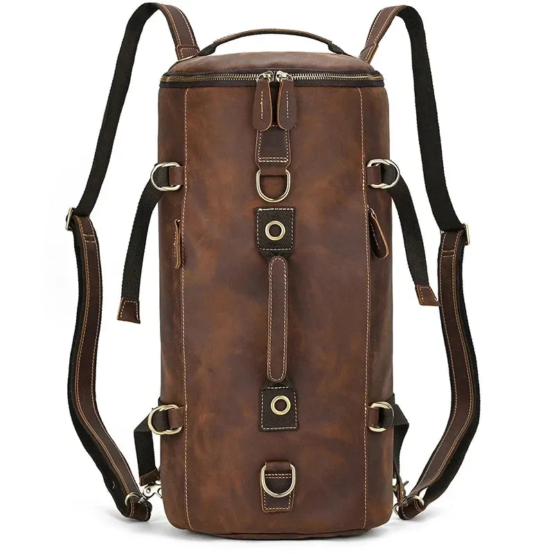 Vintage-Style Leather Duffle Bag