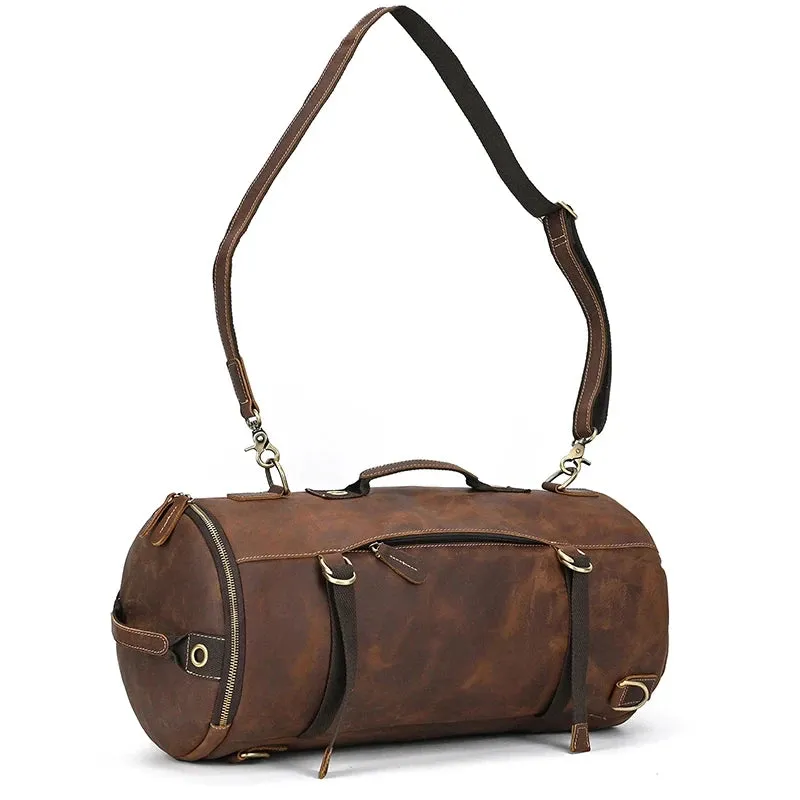 Vintage-Style Leather Duffle Bag