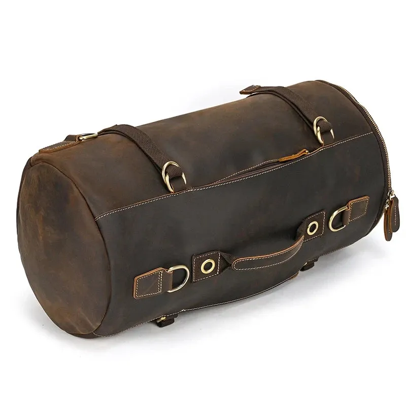 Vintage-Style Leather Duffle Bag