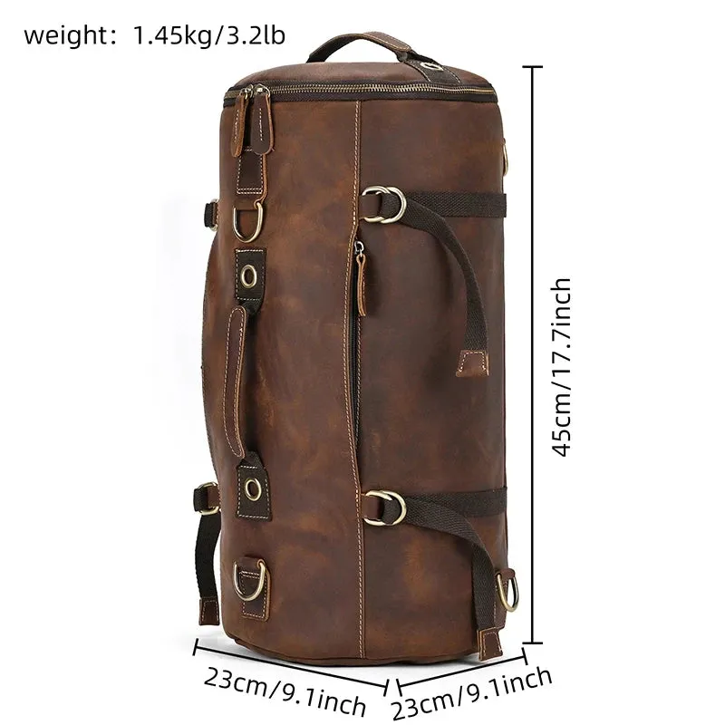 Vintage-Style Leather Duffle Bag