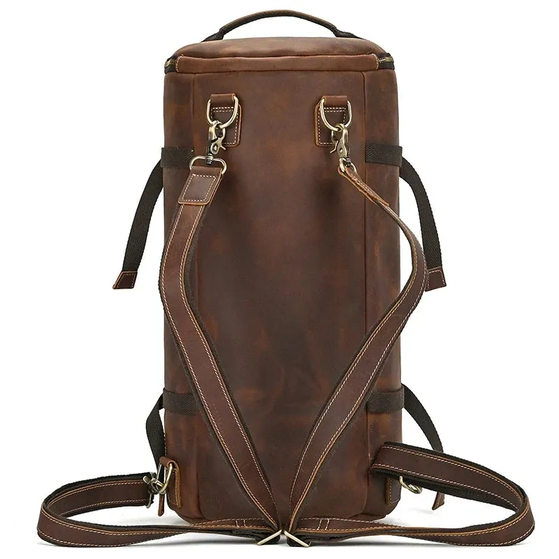 Vintage-Style Leather Duffle Bag
