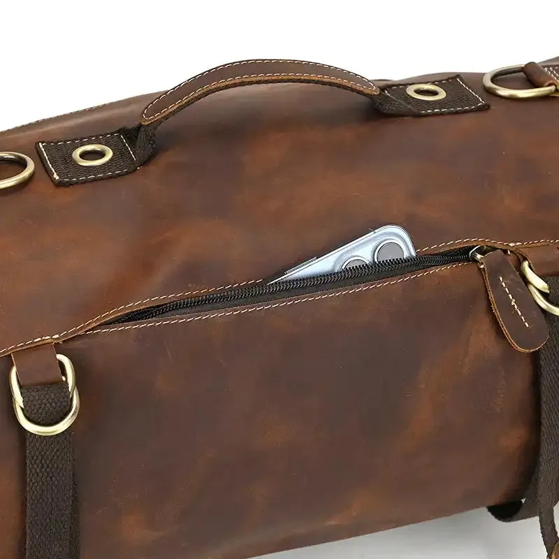 Vintage-Style Leather Duffle Bag