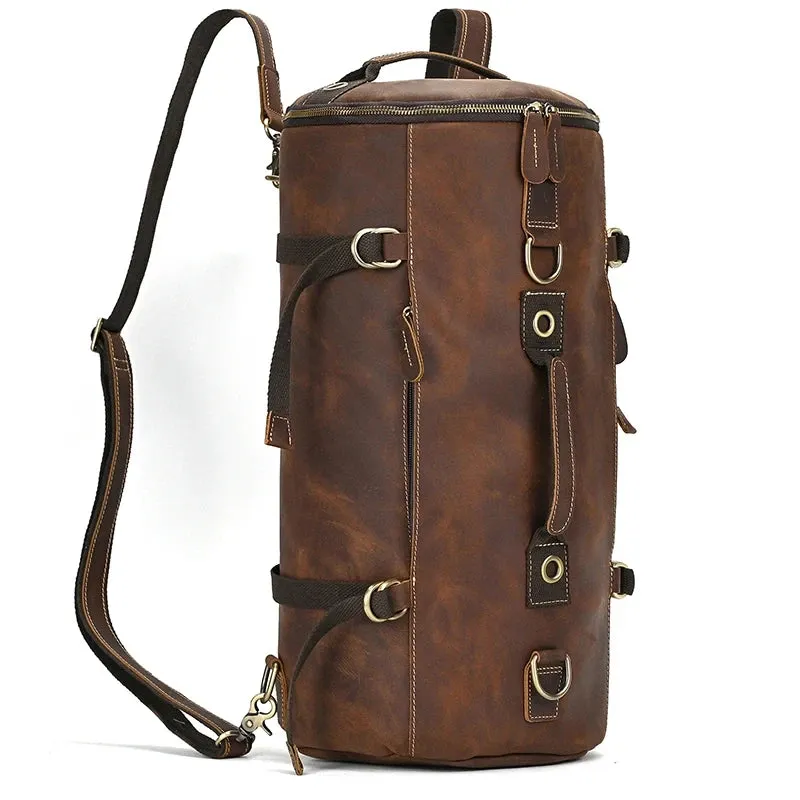 Vintage-Style Leather Duffle Bag