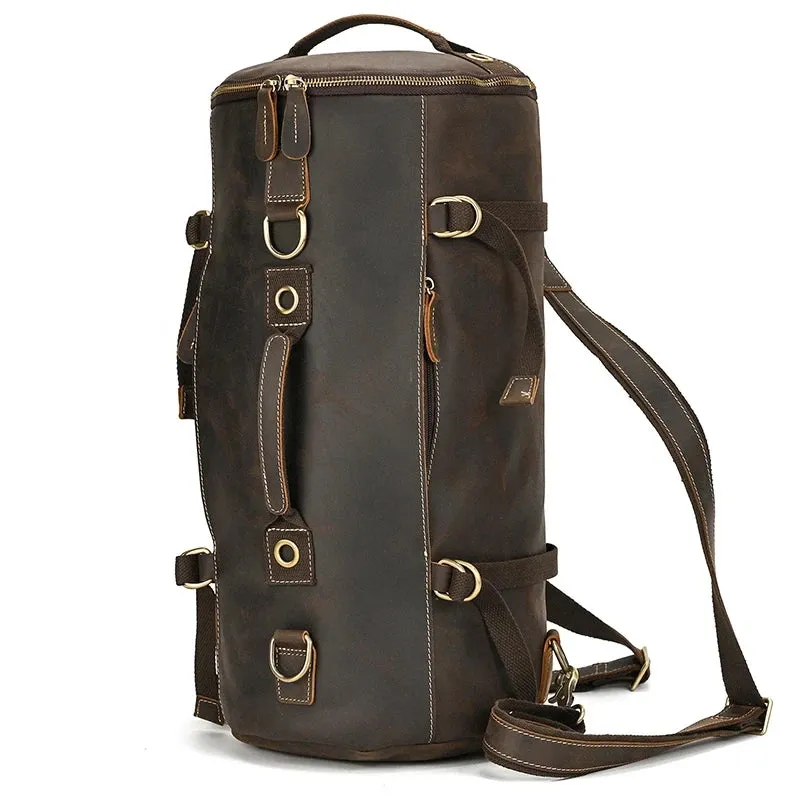Vintage-Style Leather Duffle Bag