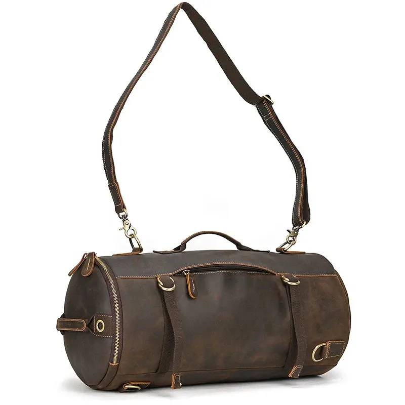 Vintage-Style Leather Duffle Bag