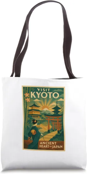 Vintage Travel Poster Style - Kyoto Japan Tote Bag