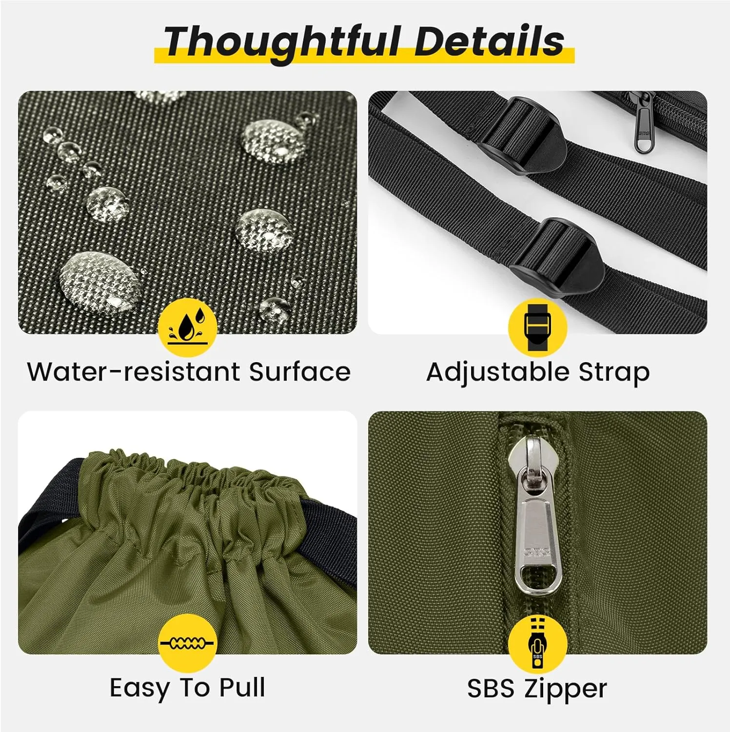 Vorspack Drawstring Backpack Water Resistant String Bag Sports Gym Sack with Side Pocket for Men Women