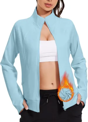 VUTRU Casual Jacket for Women Fleece Zip Up Jacket Tops Long Sleeve Fall Coat Trendy