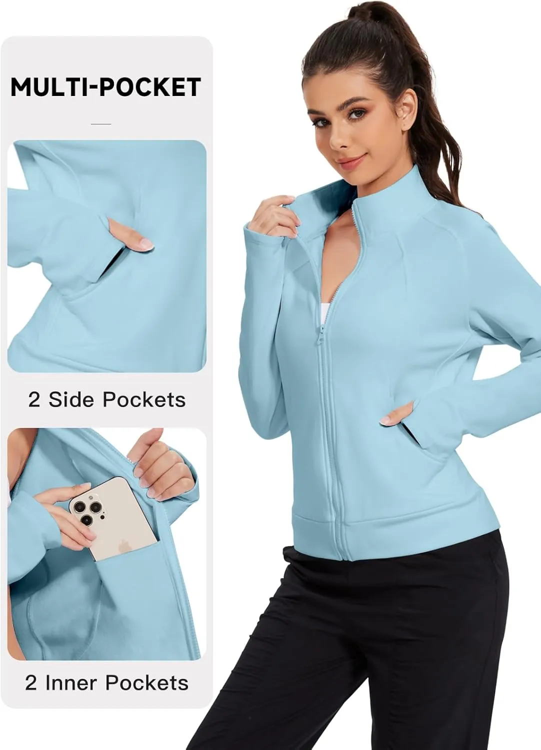 VUTRU Casual Jacket for Women Fleece Zip Up Jacket Tops Long Sleeve Fall Coat Trendy