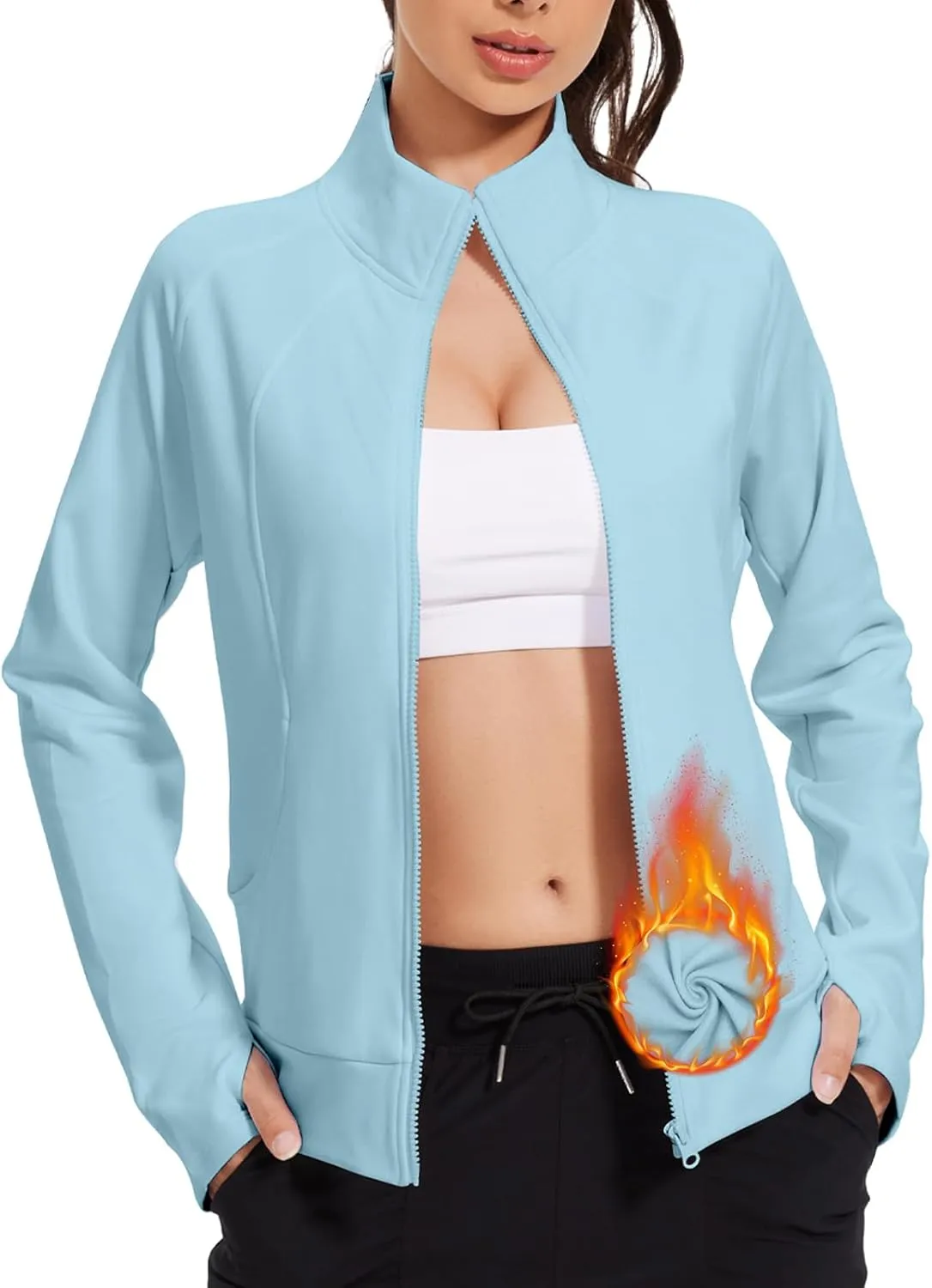 VUTRU Casual Jacket for Women Fleece Zip Up Jacket Tops Long Sleeve Fall Coat Trendy