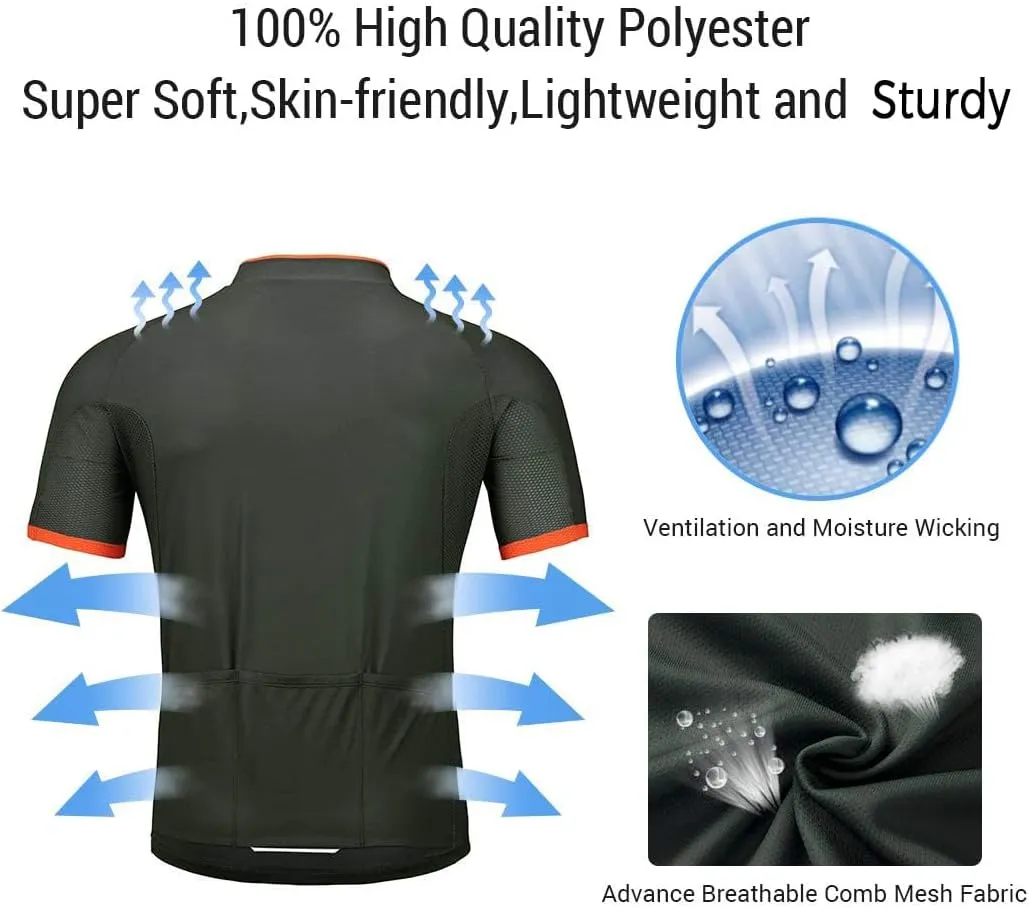wantdo Men's Cycling Jerseys Mountain Bike MTB Jersey Short Sleeve Bike Shirts Breathable Quick Dry Cycling Clothing