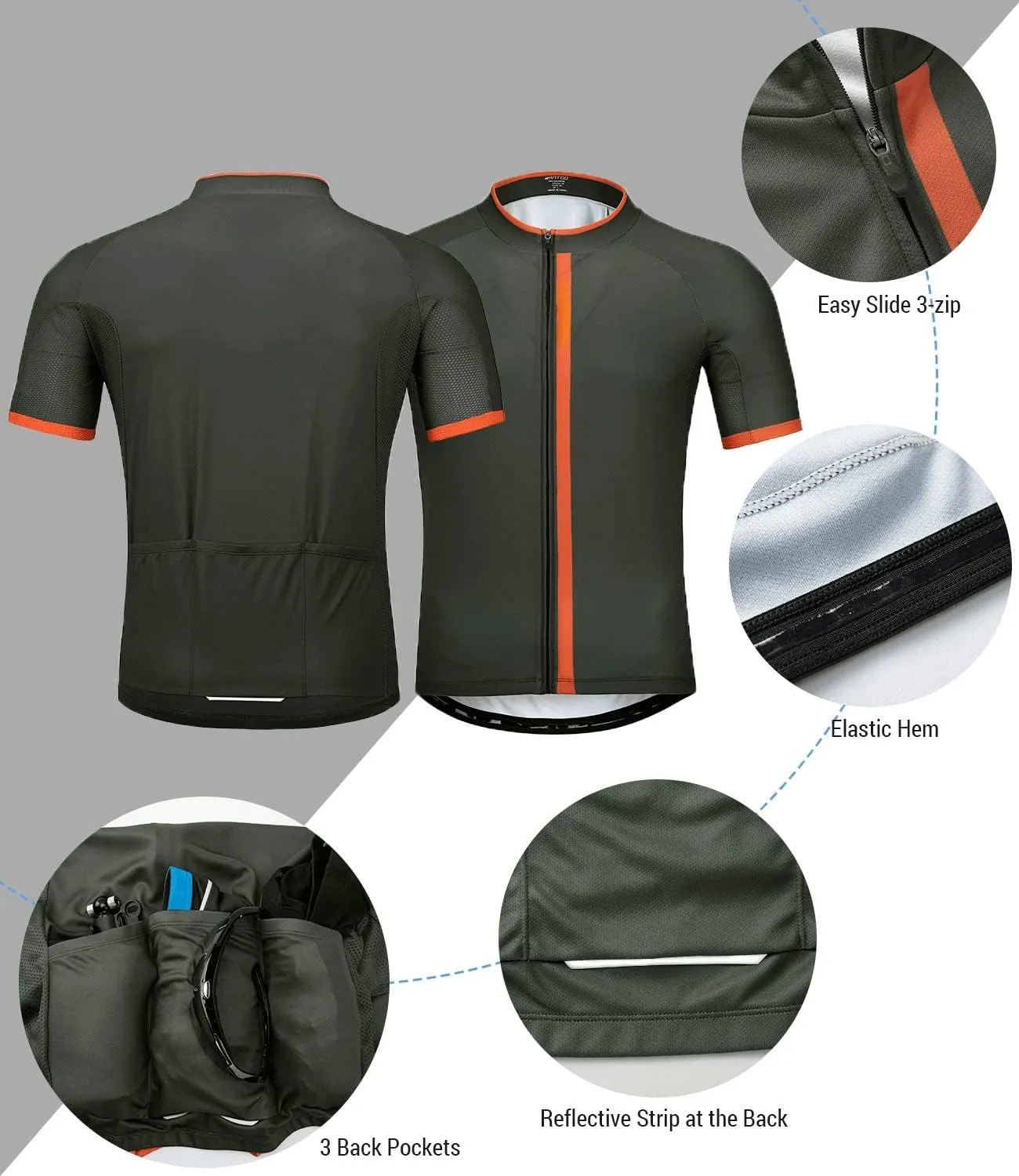 wantdo Men's Cycling Jerseys Mountain Bike MTB Jersey Short Sleeve Bike Shirts Breathable Quick Dry Cycling Clothing