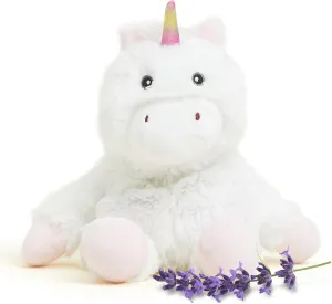 warmies Junior Microwavable & Weighted Stuffed Animals, White Unicorn - Heated Stuffed Animal Plushie for Warmth & Comfort - Cute Soft Plush Toys for Adults & Children (Boys, Girls, Babies & Toddlers)