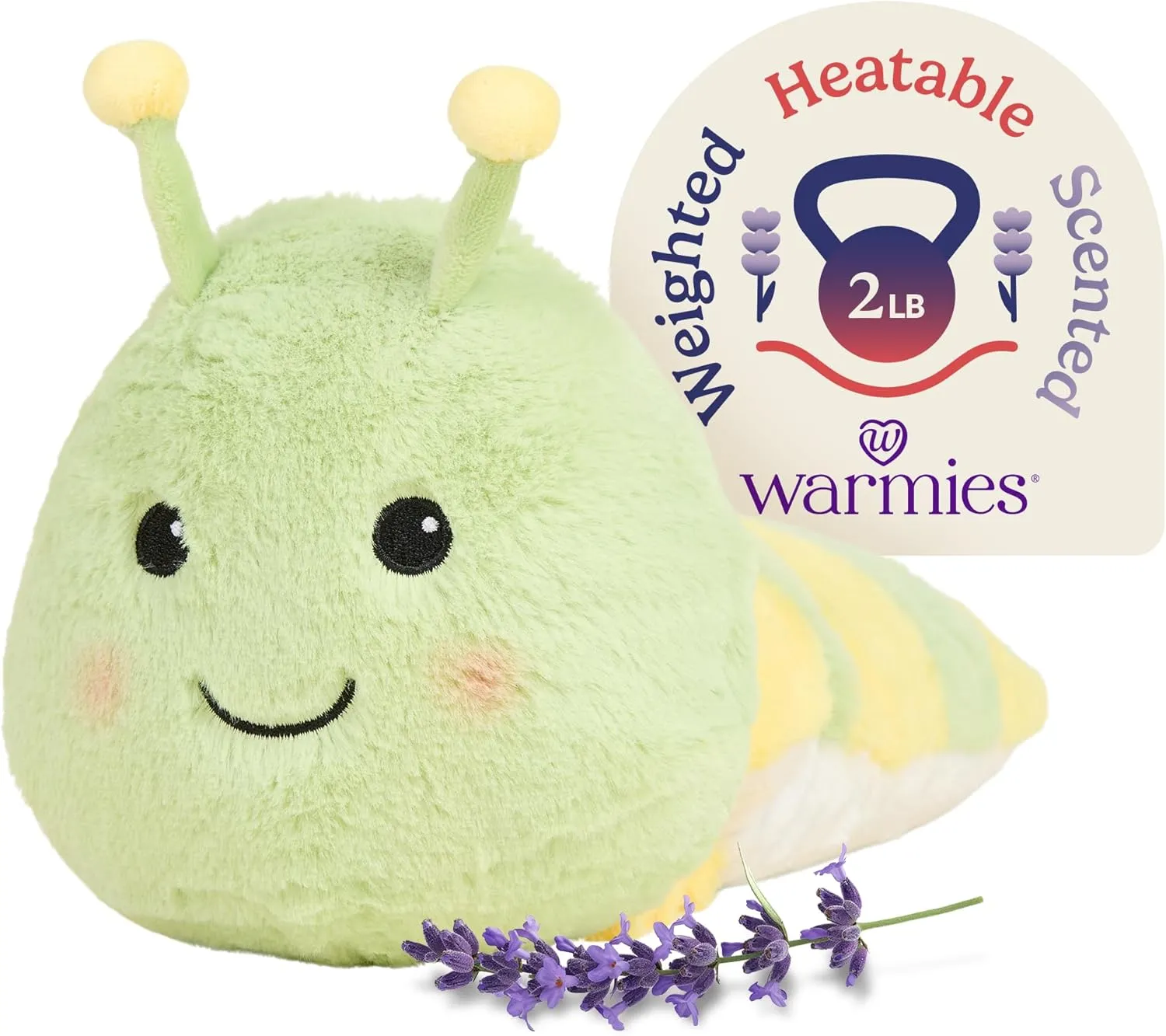 warmies Microwavable & Weighted Stuffed Animals, Caterpillar - Heated Stuffed Animal Plushie for Warmth & Comfort - Cute Soft Plush Toys for Adults & Children (Boys, Girls, Babies & Toddlers)