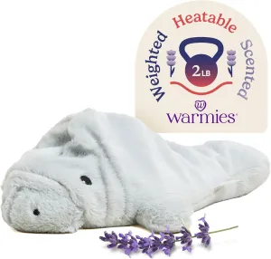 warmies Microwavable & Weighted Stuffed Animals, Manatee - Heated Stuffed Animal Plushie for Warmth & Comfort - Cute Soft Plush Toys for Adults & Children (Boys, Girls, Babies & Toddlers)