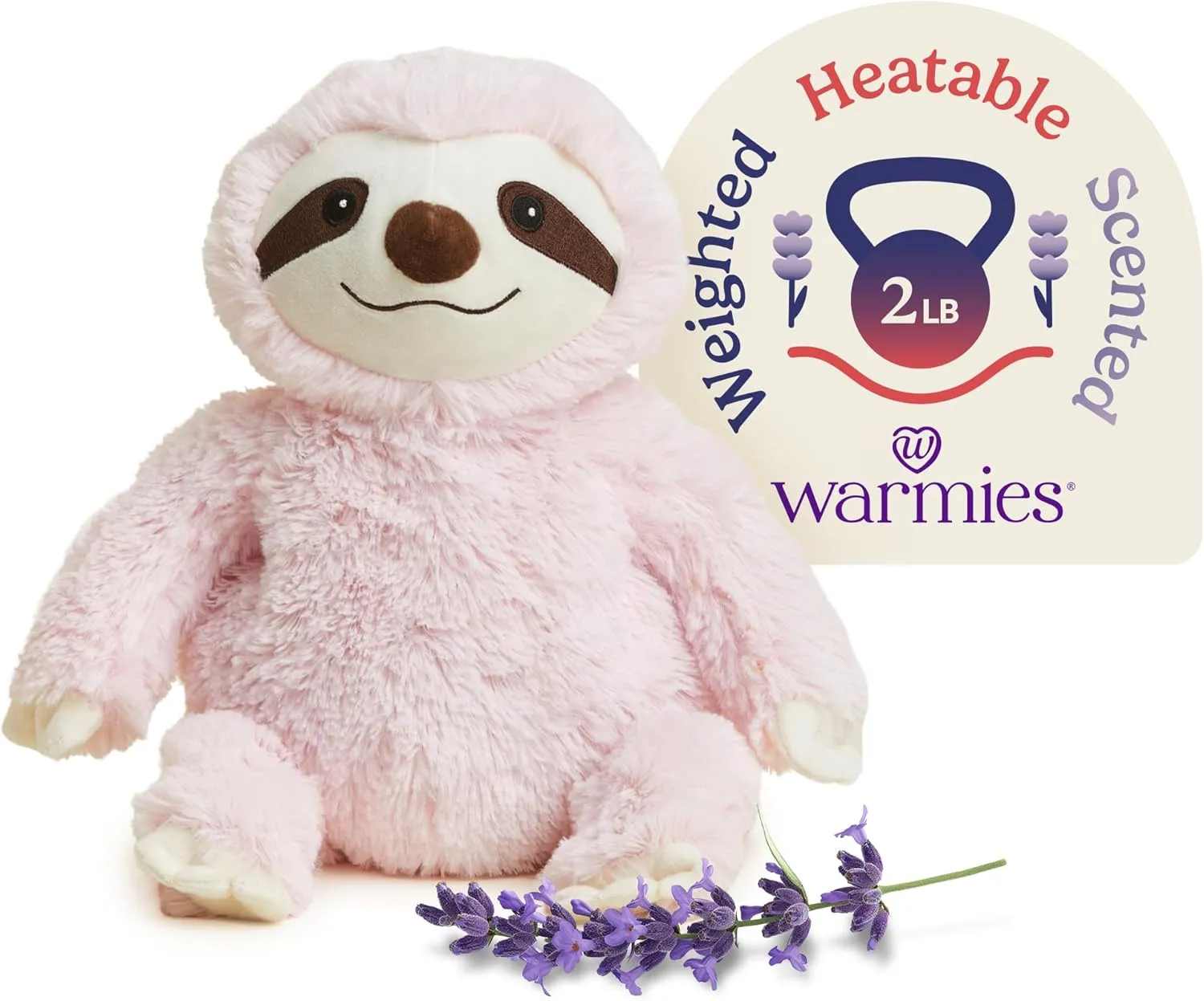 warmies Microwavable & Weighted Stuffed Animals, Pink Sloth - Heated Stuffed Animal Plushie for Warmth & Comfort - Cute Soft Plush Toys for Adults & Children (Boys, Girls, Babies & Toddlers)
