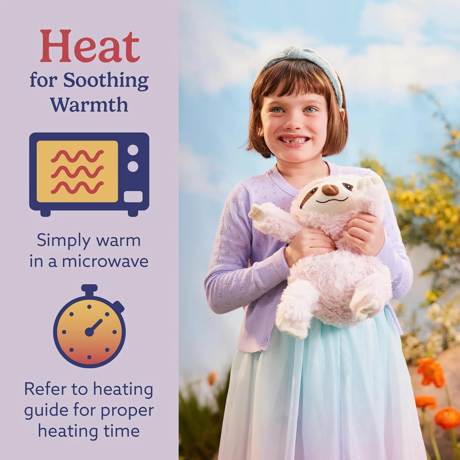 warmies Microwavable & Weighted Stuffed Animals, Pink Sloth - Heated Stuffed Animal Plushie for Warmth & Comfort - Cute Soft Plush Toys for Adults & Children (Boys, Girls, Babies & Toddlers)