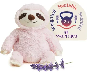 warmies Microwavable & Weighted Stuffed Animals, Pink Sloth - Heated Stuffed Animal Plushie for Warmth & Comfort - Cute Soft Plush Toys for Adults & Children (Boys, Girls, Babies & Toddlers)