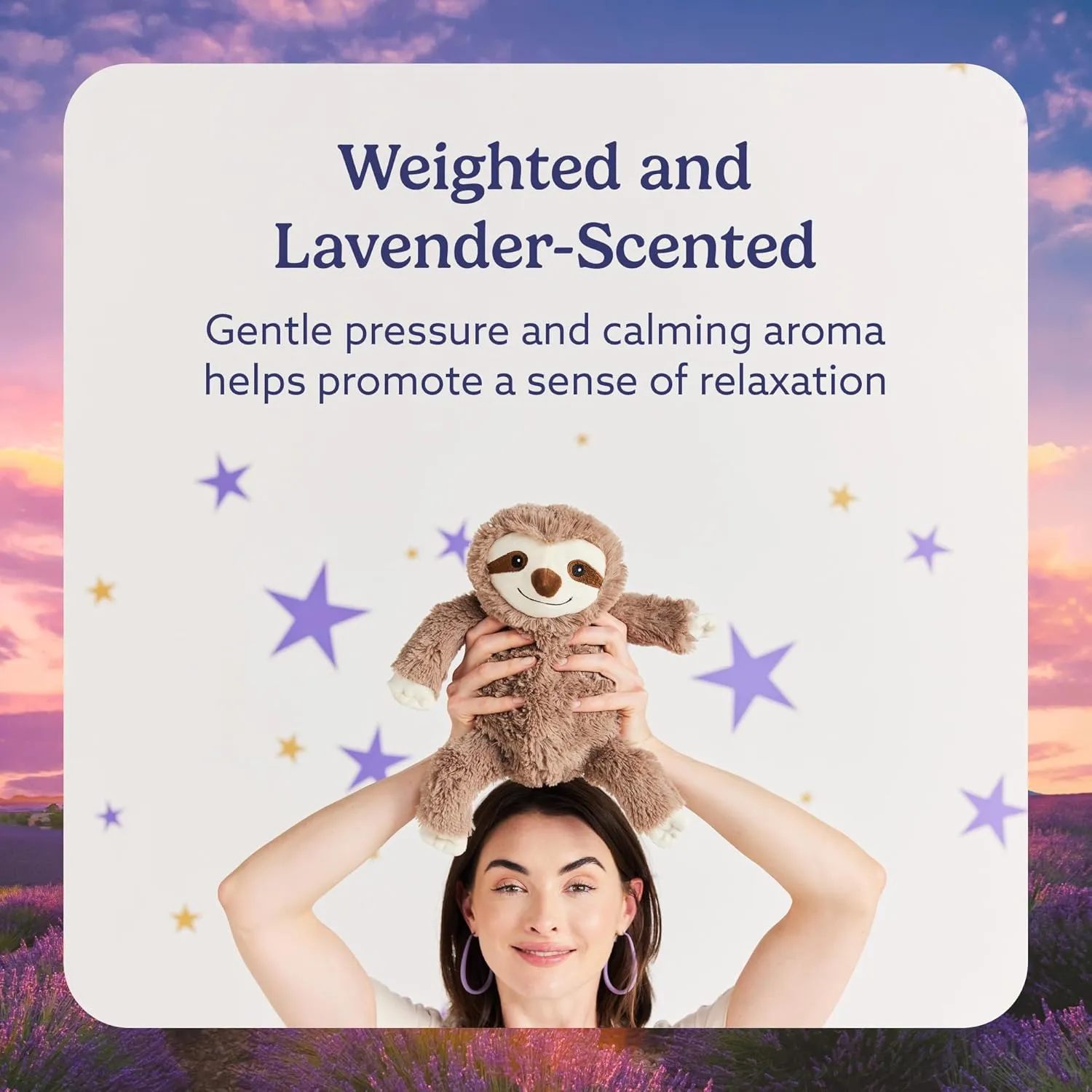 warmies Microwavable & Weighted Stuffed Animals, Sloth - Heated Stuffed Animal Plushie for Warmth & Comfort - Cute Soft Plush Toys for Boys, Girls, Babies & Toddlers