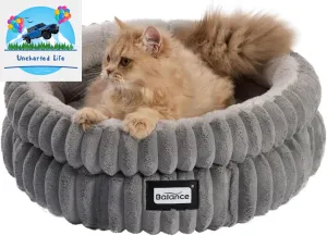 Washable Round Cat Bed – Soft Plush Nest for Kittens & Puppies