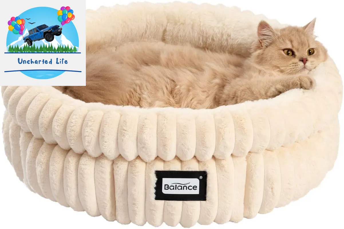 Washable Round Cat Bed – Soft Plush Nest for Kittens & Puppies