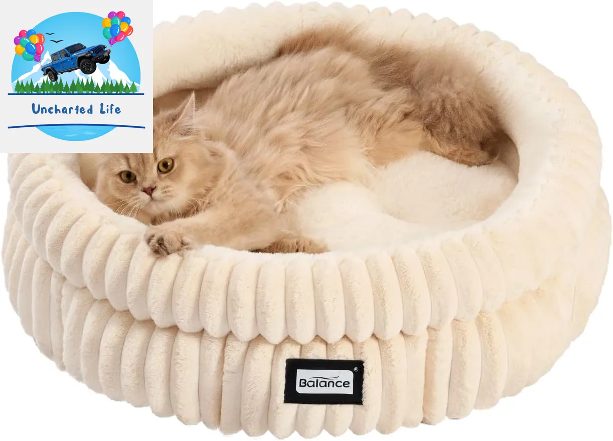 Washable Round Cat Bed – Soft Plush Nest for Kittens & Puppies