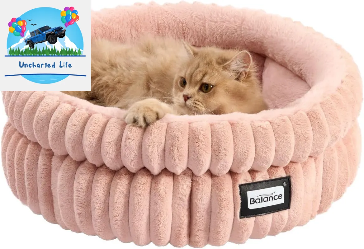 Washable Round Cat Bed – Soft Plush Nest for Kittens & Puppies