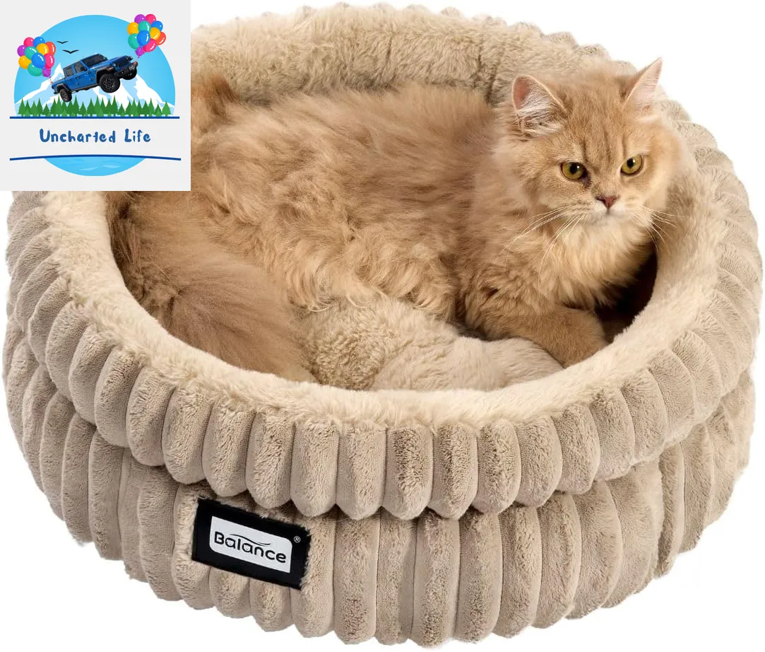 Washable Round Cat Bed – Soft Plush Nest for Kittens & Puppies