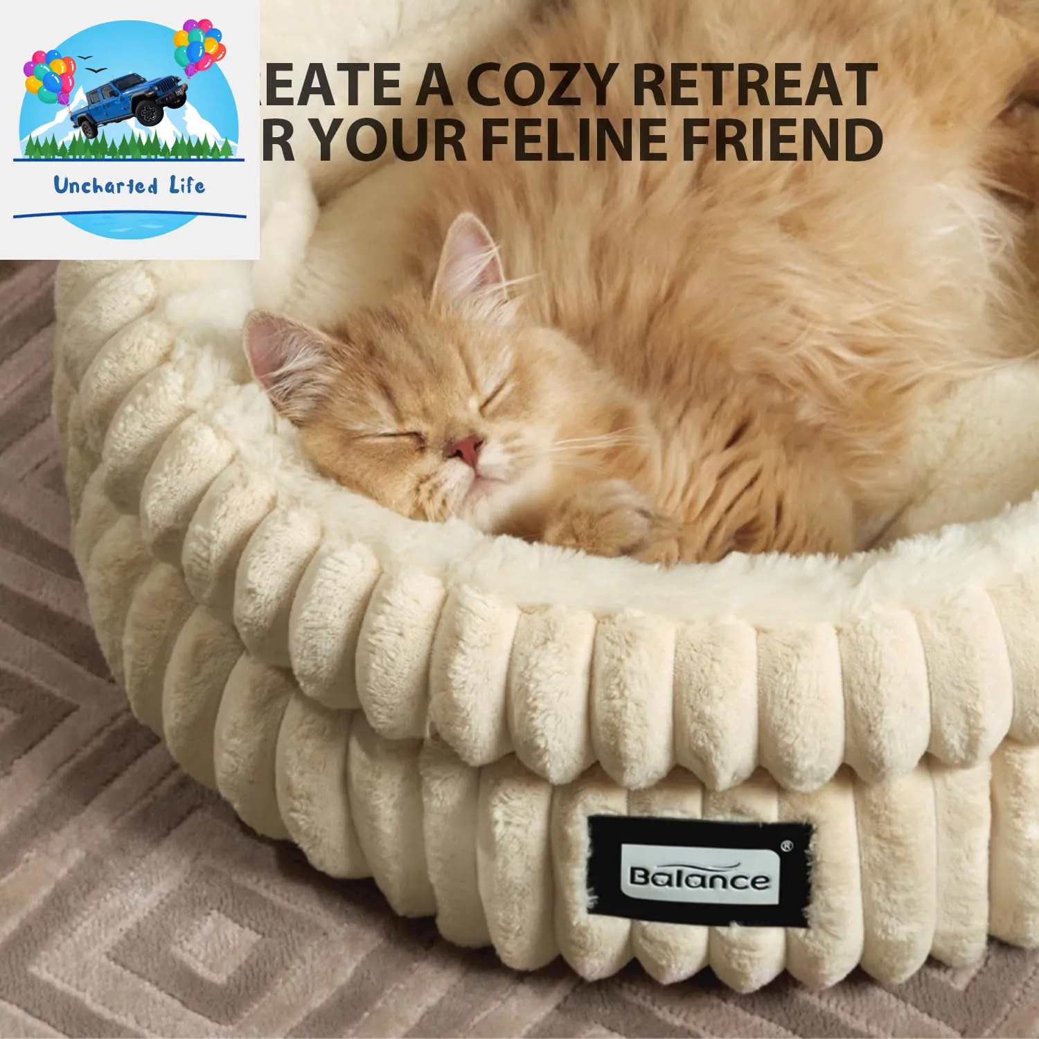 Washable Round Cat Bed – Soft Plush Nest for Kittens & Puppies