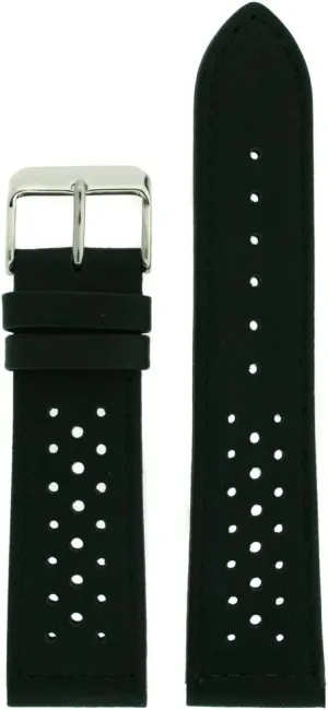 Watch Band Black Sport Design Genuine Leather 22 Millimeter
