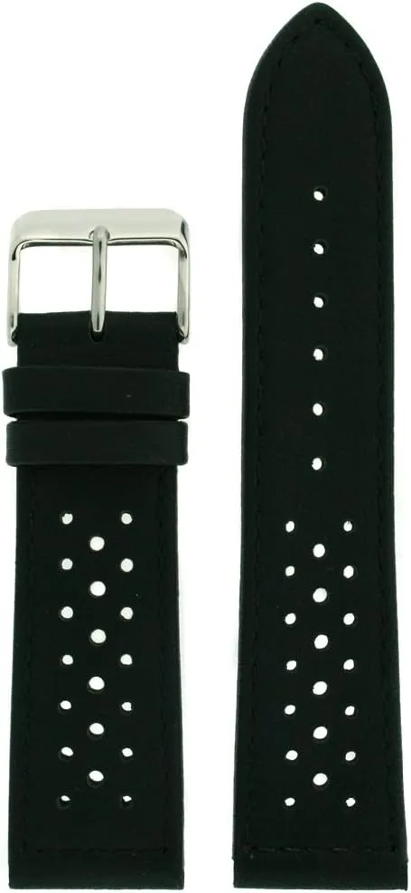 Watch Band Black Sport Design Genuine Leather 22 Millimeter
