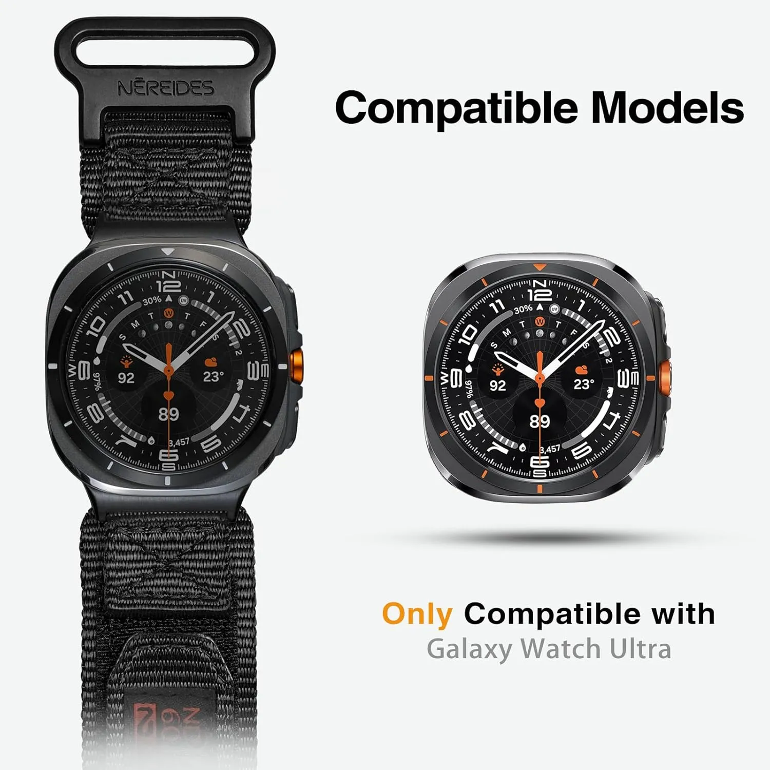 Watch Band Compatible with Samsung Galaxy Watch Ultra 47mm(2024) for Men Women, Nylon Sports Adjustable Replacement Strap for Galaxy Watch Ultra(Black)