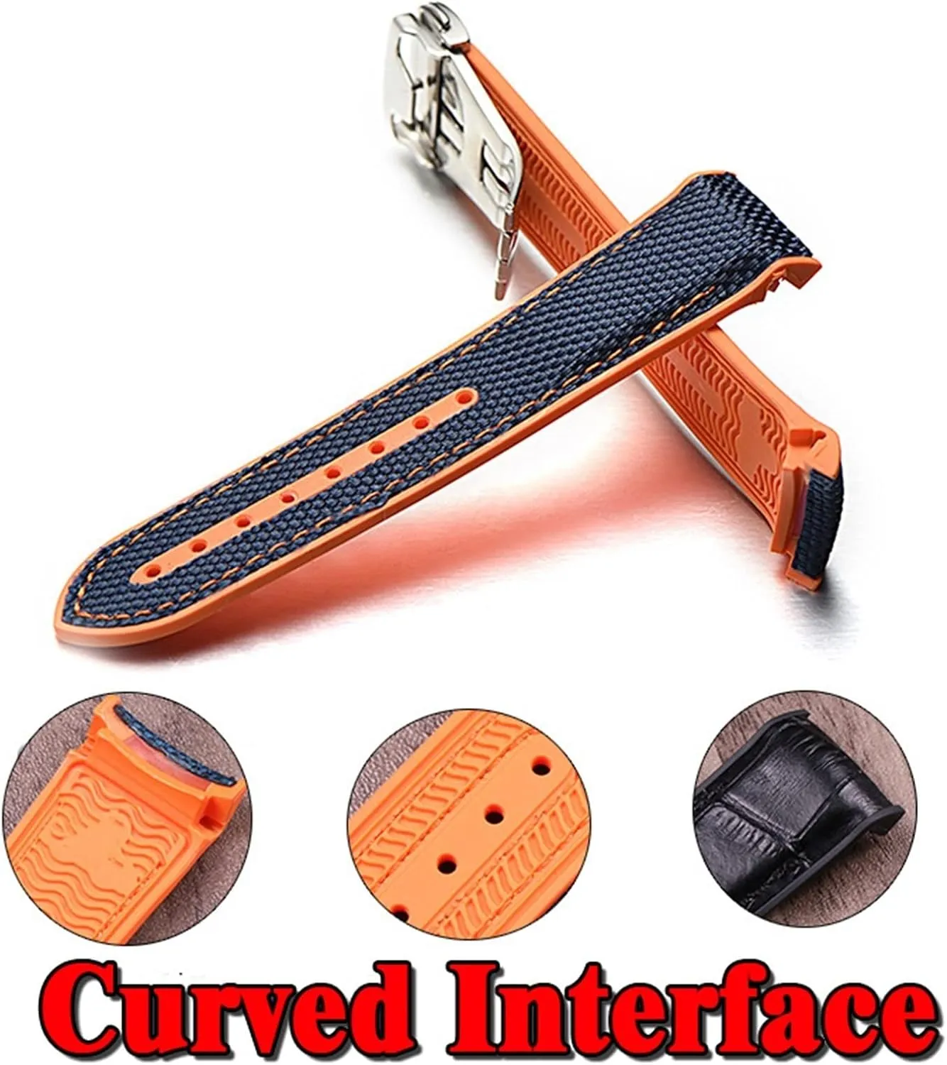 Watch Bracelet For Omega 300 SEAMASTER 600 PLANET OCEAN Folding Buckle Silicone Nylon Strap Watch Accessories Watch Band Chain