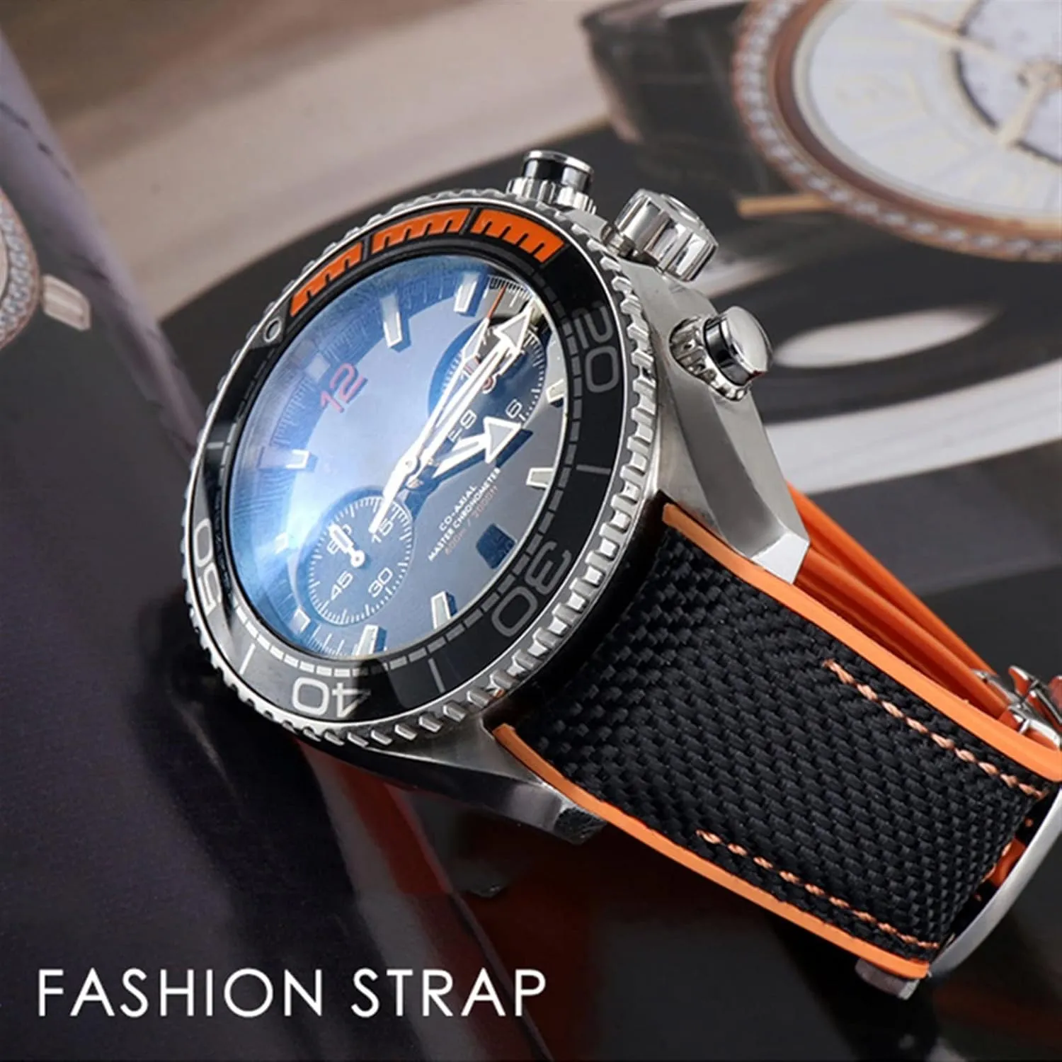 Watch Bracelet For Omega 300 SEAMASTER 600 PLANET OCEAN Folding Buckle Silicone Nylon Strap Watch Accessories Watch Band Chain