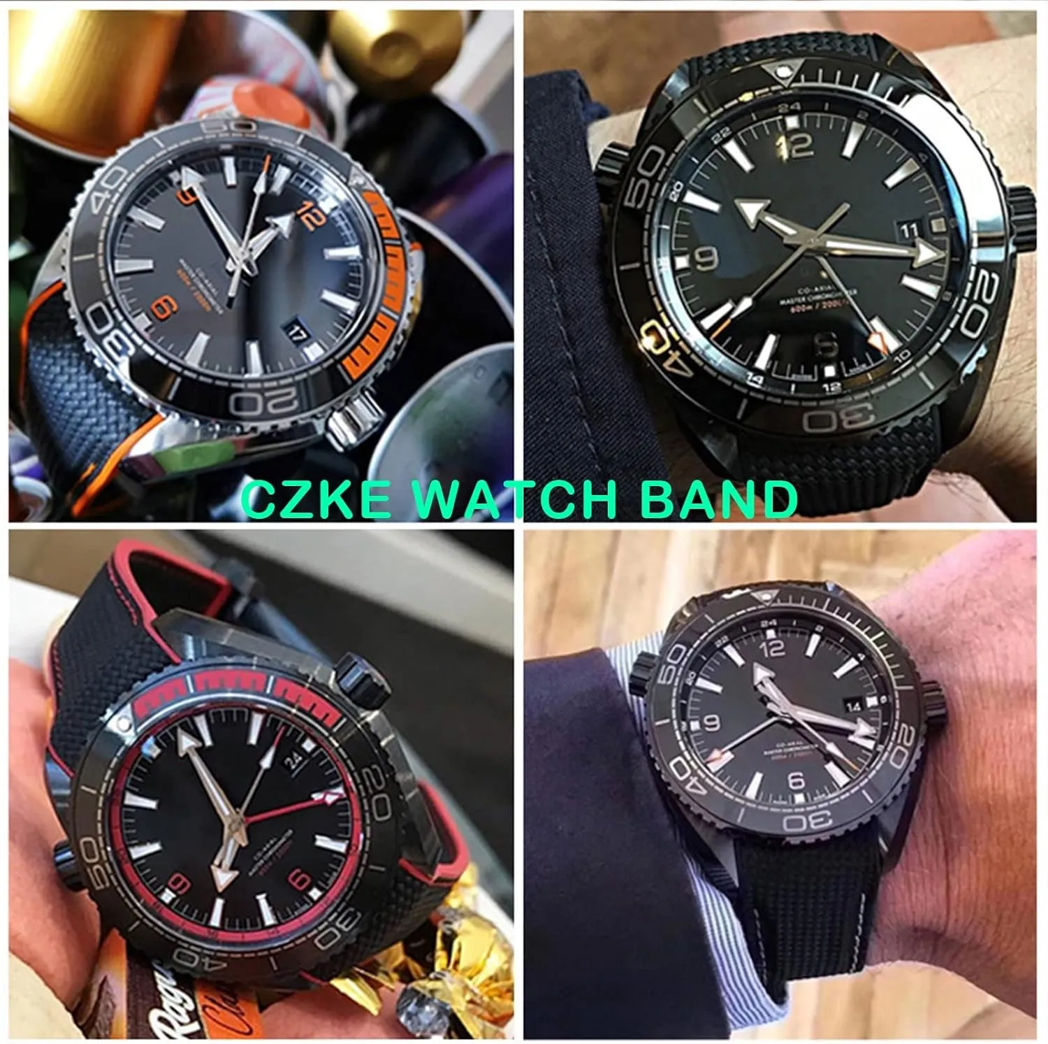 Watch Bracelet For Omega 300 SEAMASTER 600 PLANET OCEAN Folding Buckle Silicone Nylon Strap Watch Accessories Watch Band Chain