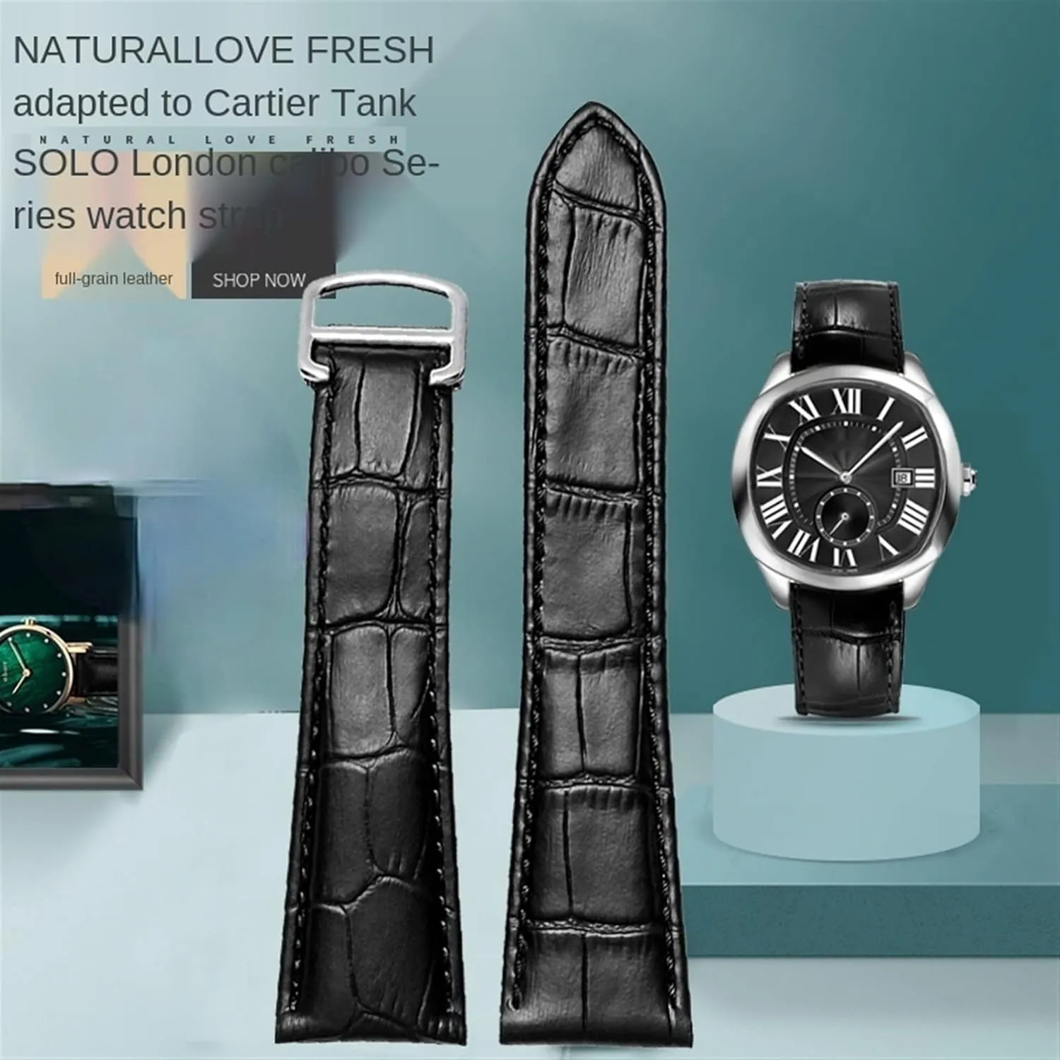 Watch Strap For Tank Genuine Leather Watch Band Men's Claire Leather Belt London Solo Mechanical Watch Accessories 25mm