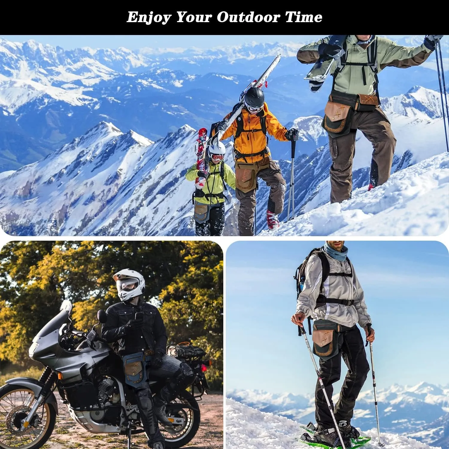 Water Resistant Canvas Plus Leather Motorcycle Fanny Waist Pack One Shoulder Drop Leg Thigh Bag For Men Women N211-8 (The Army Green)