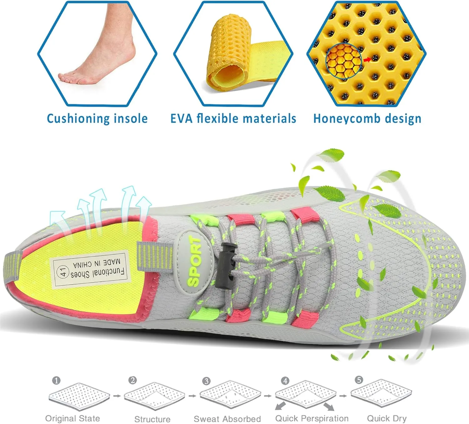 Water Shoes Mens Womens Quick Dry Barefoot Aqua Socks Diving Sports Shoes for Beach Swim Surf Pool Yoga Outdoor Trip