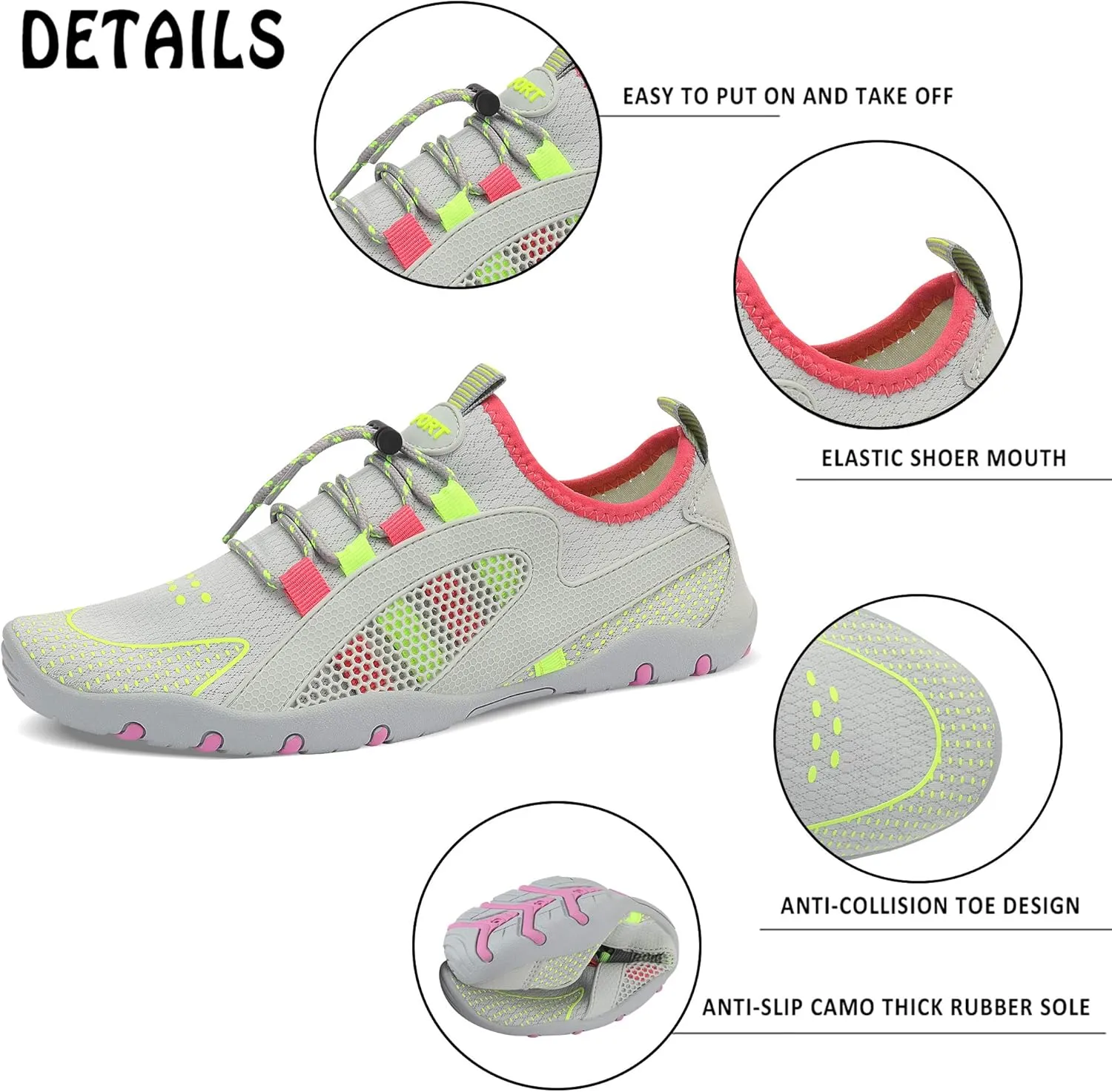 Water Shoes Mens Womens Quick Dry Barefoot Aqua Socks Diving Sports Shoes for Beach Swim Surf Pool Yoga Outdoor Trip