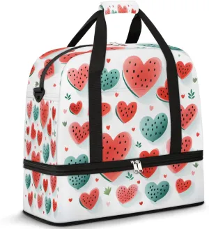 Watermelon Fruit Foldable Travel Duffel Bag Overnight Weekender Bag with Shoes Compartment Sports Gym Bag for Men Women