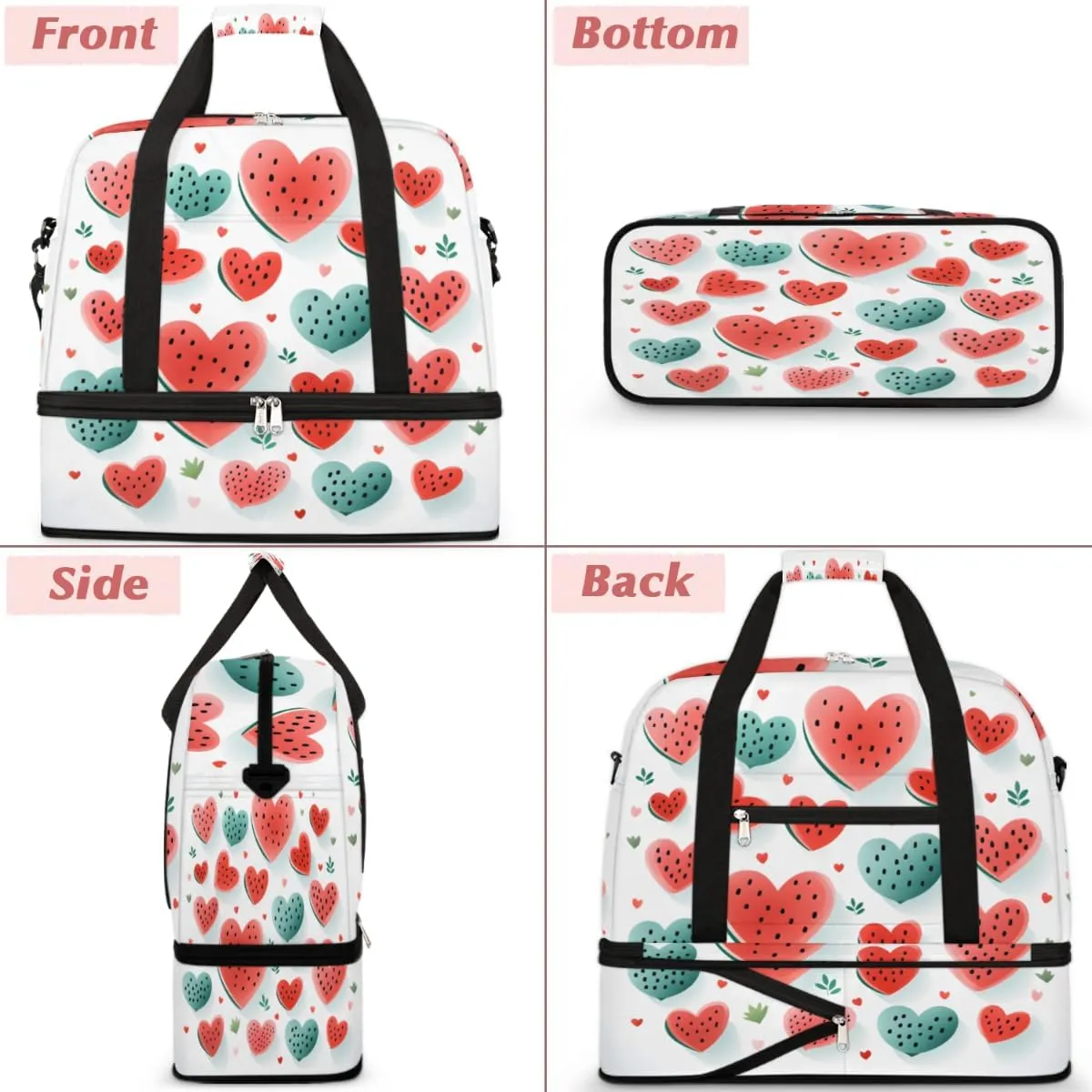 Watermelon Fruit Foldable Travel Duffel Bag Overnight Weekender Bag with Shoes Compartment Sports Gym Bag for Men Women