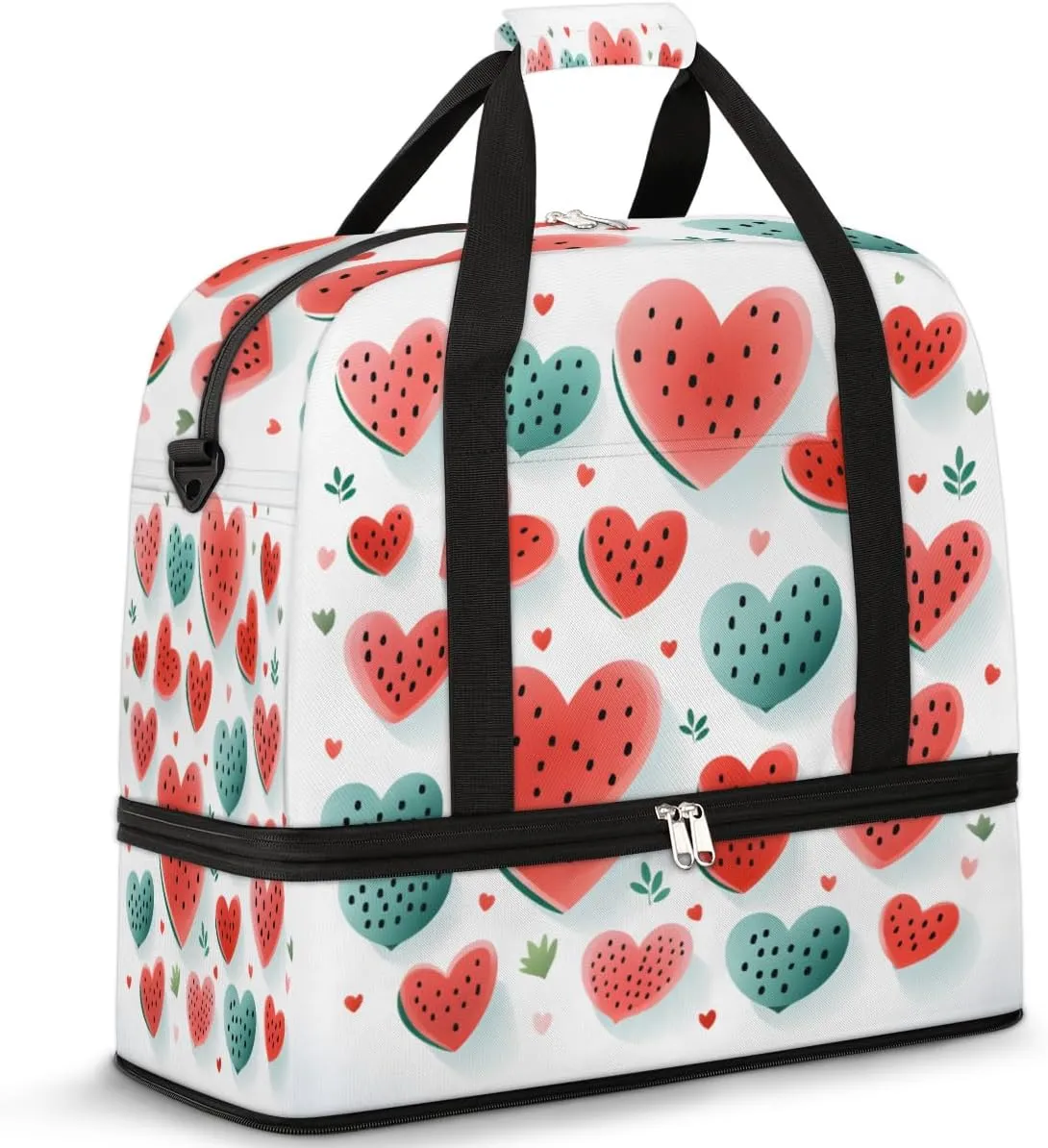 Watermelon Fruit Foldable Travel Duffel Bag Overnight Weekender Bag with Shoes Compartment Sports Gym Bag for Men Women