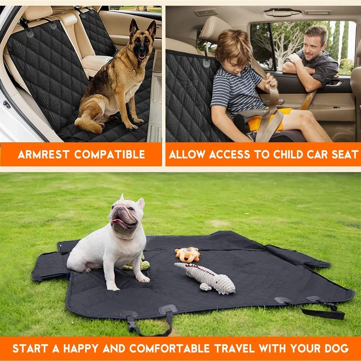 Waterproof Dog Car Seat Cover – Back Seat Protector, Non-Slip, Fits Most Cars & SUVs – Black