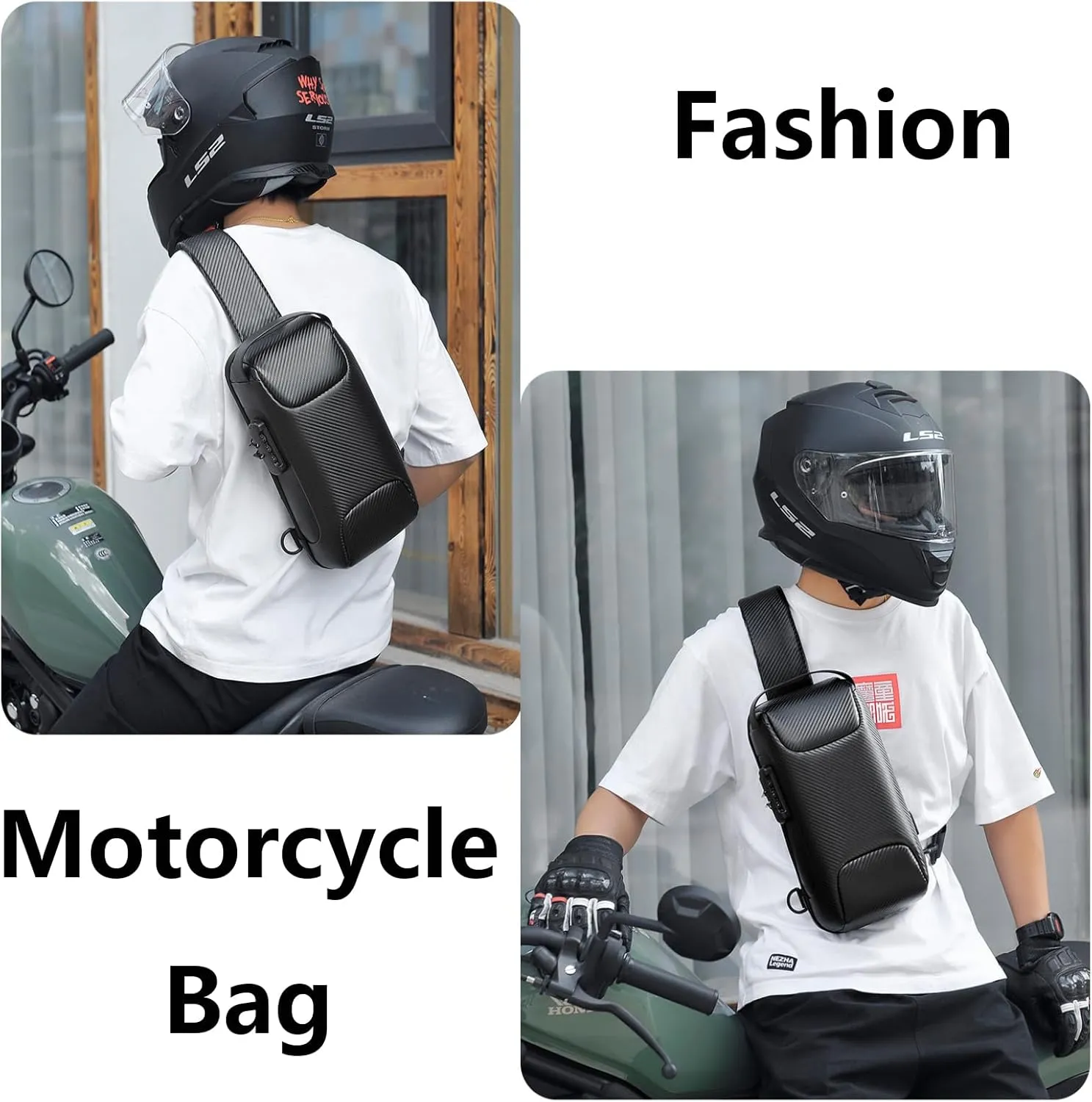 Waterproof Sling Bag for Men and Women,Chest Bag Shoulder Backpack Crossbody Backpack Hiking Daypack Motorcycle Bag(Brushed Black)